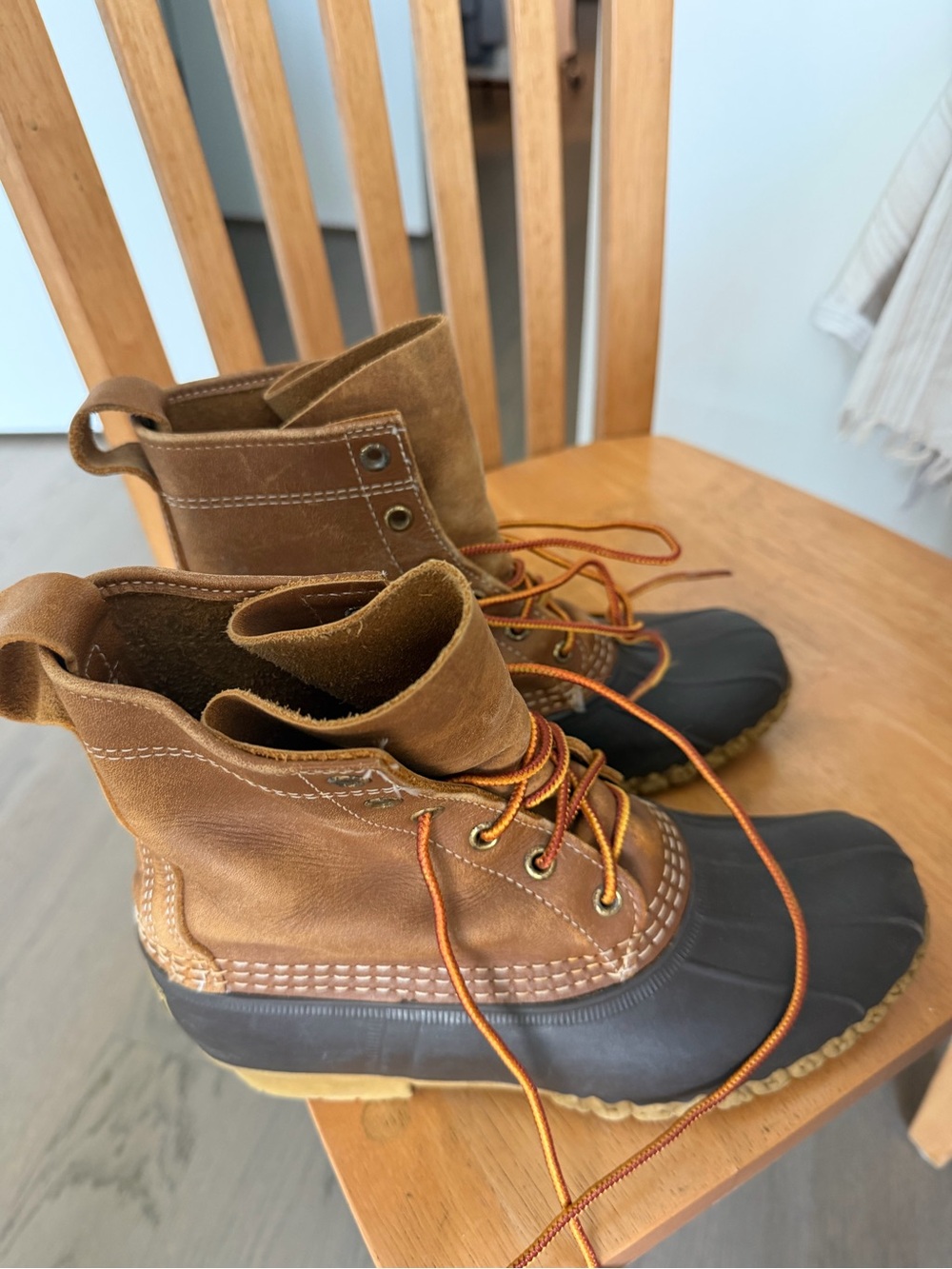 L.L. Bean Brown Leather and Dark Brown Rubber Duck Boots